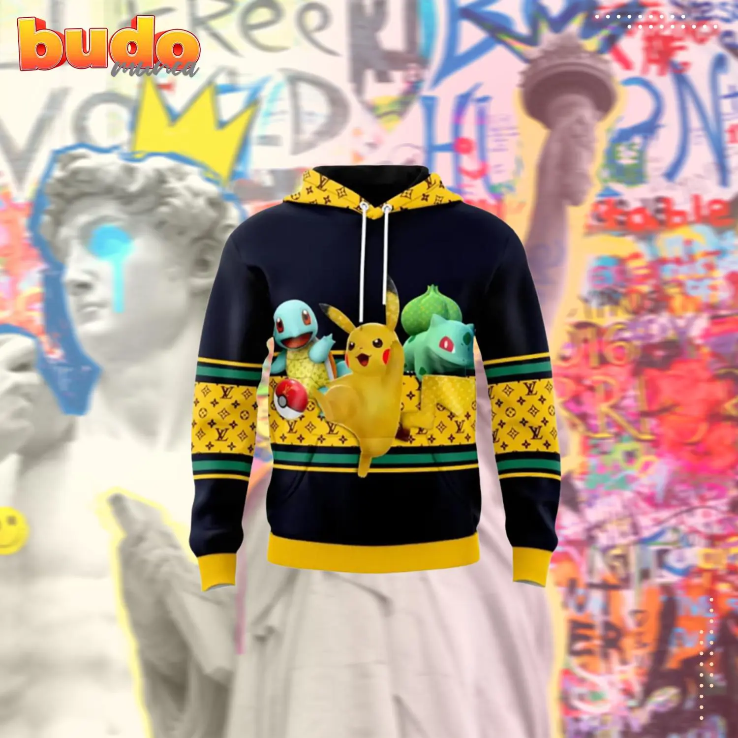 Louis vuitton pokemon yellow unisex hoodie outfit for men women luxury brand clothing special gift - hot new